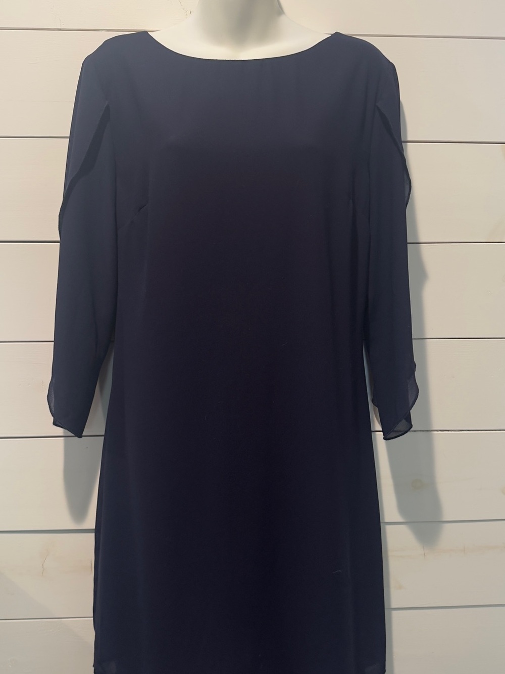 Grace Karin Dark Navy Shift Dress with Sheer 3/4 Sleeves